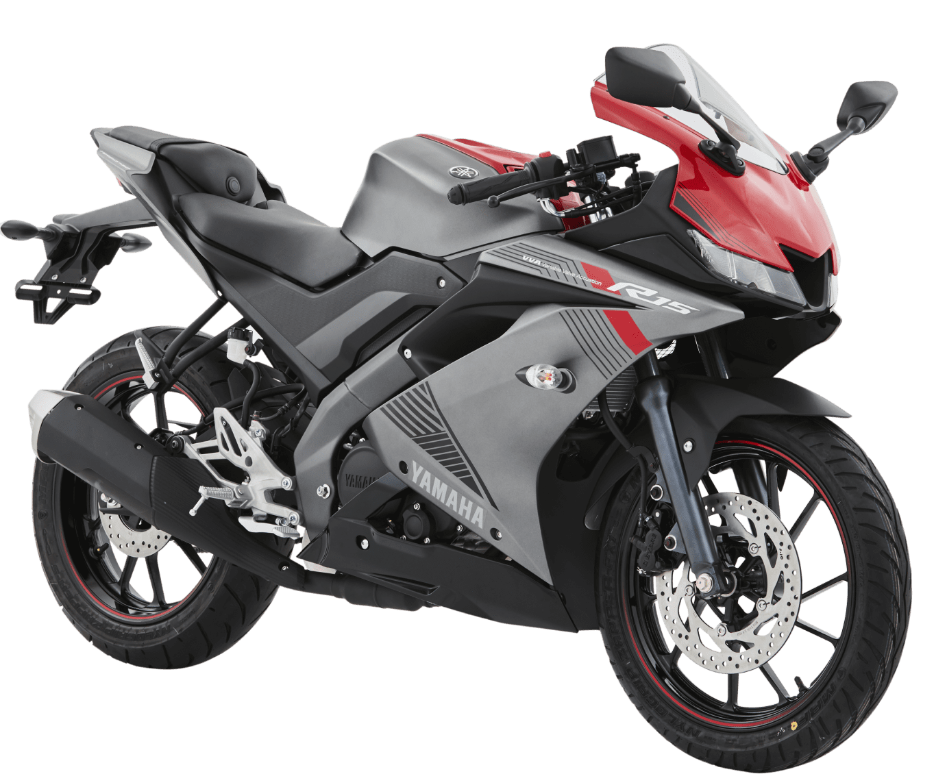 Yamaha YZF-R15 ABS en color rojo y negro, moto pistera deportiva disponible en Kasei Motors, concesionario Yamaha en Lince, ideal para ciudad y carretera
