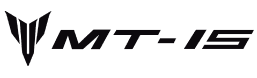 Logotipo del Yamaha MT-15 con diseño estilizado en negro que resalta la agresividad y deportividad de este modelo compacto disponible en Kasei Motors concesionario Yamaha en Lima