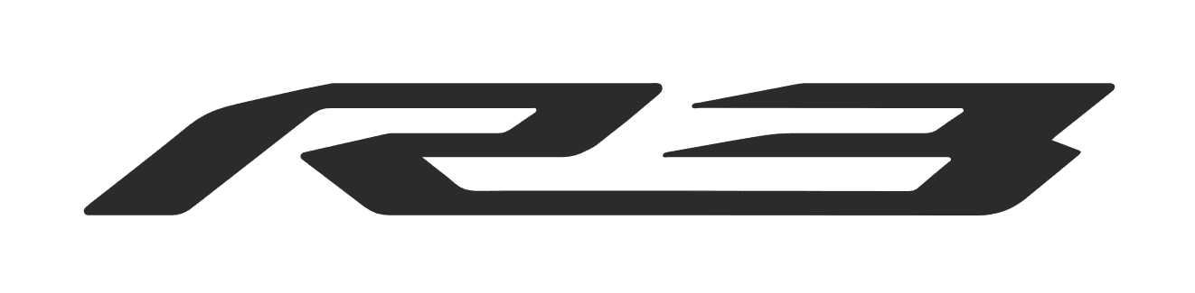 Logotipo de la Yamaha R3, modelo pistera de alta gama, diseñado para ofrecer rendimiento y velocidad, disponible en Kasei Motors, concesionario oficial Yamaha en Lince, Lima, con precios en soles y dólares
