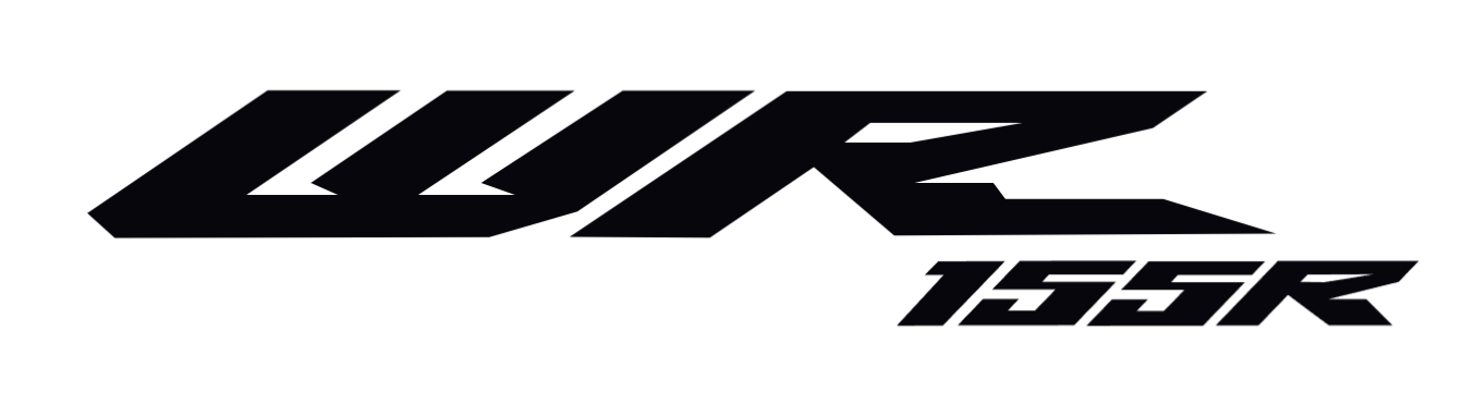 Logo oficial de la Yamaha WR155R, destacando la tipografía dinámica y deportiva que representa el modelo de alto rendimiento diseñado para el off-road, con un estilo robusto y confiable. Ideal para quienes buscan aventuras en terrenos difíciles.